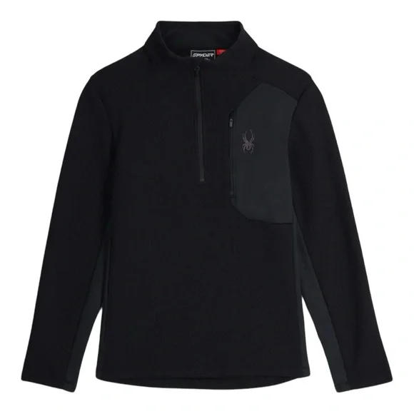 SPYDER Bandit Half Zip Fleece Sweater Jacket Black Pullover Outdoor Activewear - Picture 2 of 13